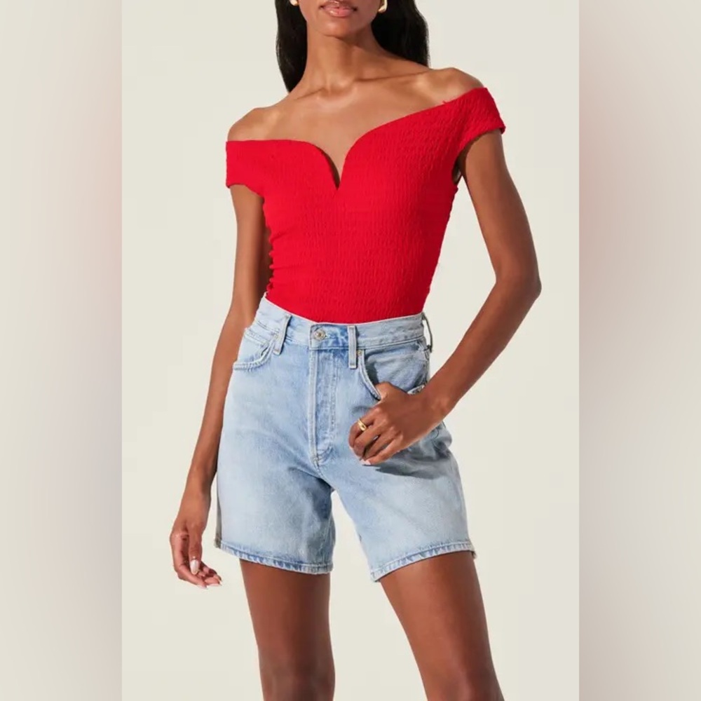 ASTR THE LABEL V-WIRE NECK OFF THE SHOULDER KNIT TOP, SIZE XS NWT